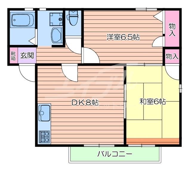 アピオ千里E棟(2DK/1階)の間取り写真