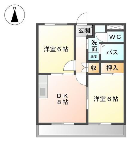 マンションアーク壱番館(2DK/2階)の間取り写真