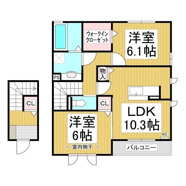 オーチャード(2LDK/2階)の間取り写真