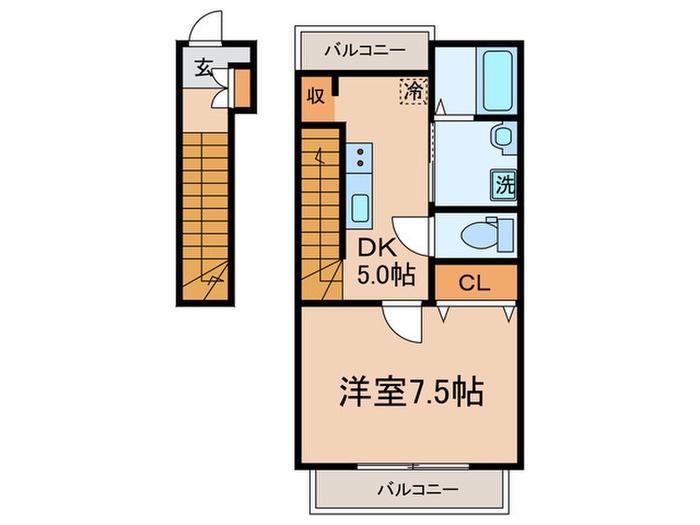 コバルトコート(1DK/2階)の間取り写真