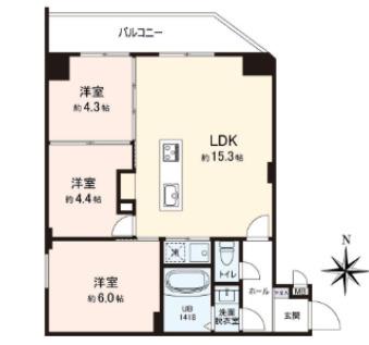 VISTA豊島(3LDK/7階)の間取り写真