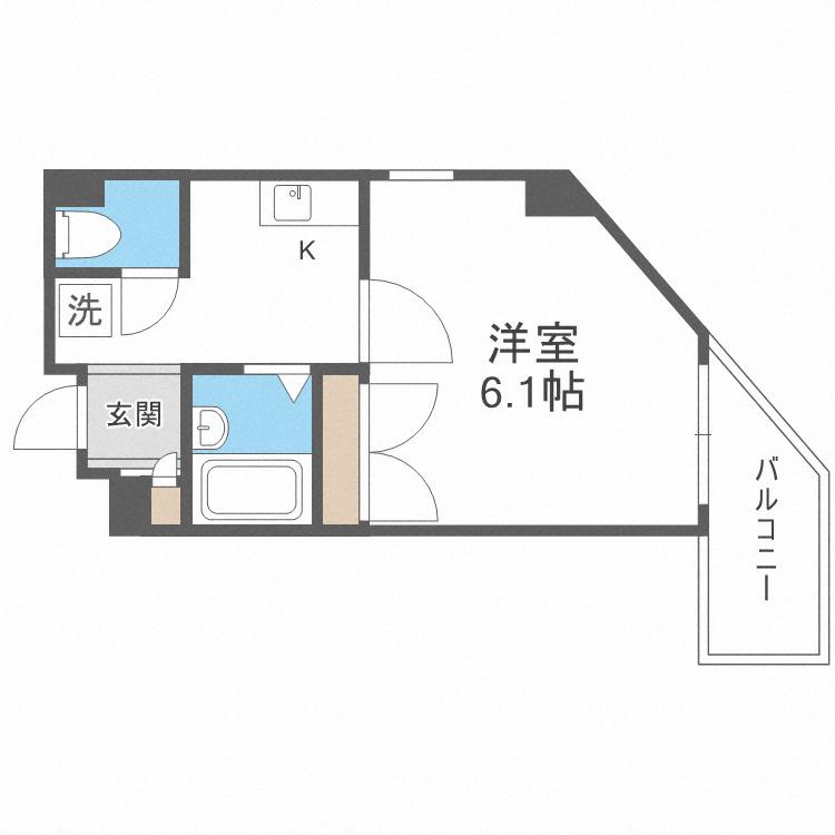 ドエル堀江南(1K/2階)の間取り写真