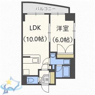 リュミエール北3条(1LDK/3階)の間取り写真