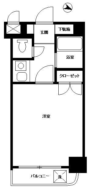 ライベストコート美野島(1K/5階)の間取り写真