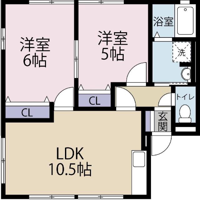 リーベンII(2LDK/1階)の間取り写真