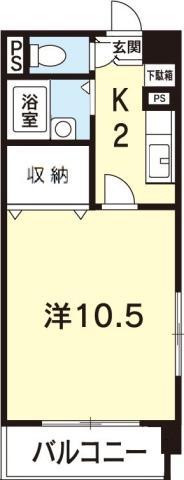 サイノス常三島(1K/4階)の間取り写真