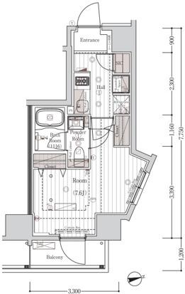 MAXIV南砂町(1K/2階)の間取り写真