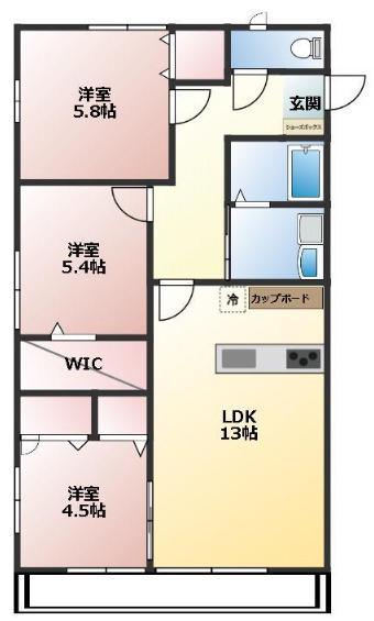 ヴィータ・コモド(3LDK/2階)の間取り写真