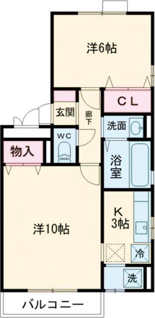 リビングタウン小松弐番館 A棟(1LDK/1階)の間取り写真