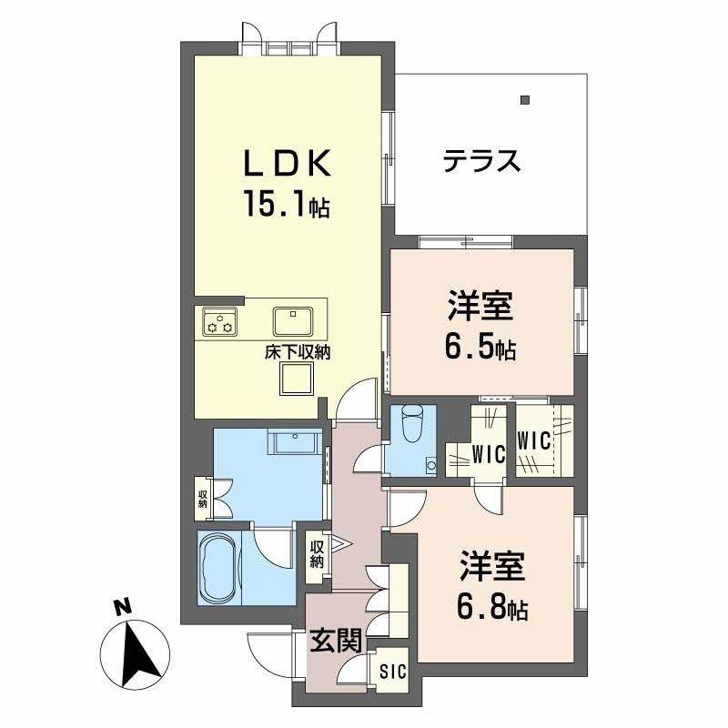 CELFENA 宝塚・川面 HAUTDEGAMME(2LDK/1階)の間取り写真