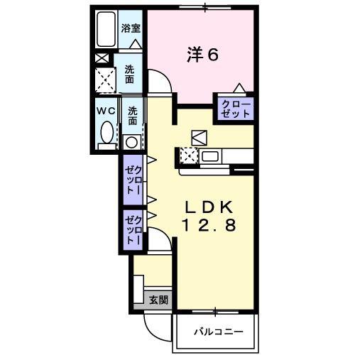 メゾンポムA(1LDK/1階)の間取り写真