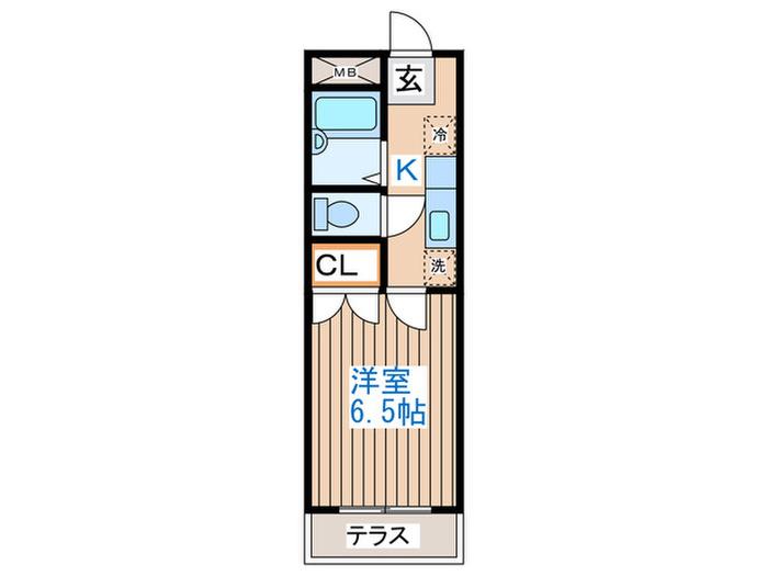 ビューファイン台原(1K/1階)の間取り写真