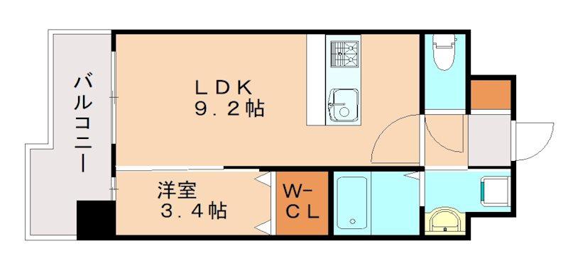 LIFEFIELD原町駅前(1LDK/10階)の間取り写真