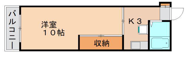 山部ビル(1K/2階)の間取り写真