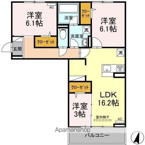LECHE鳥追(3LDK/3階)の間取り写真