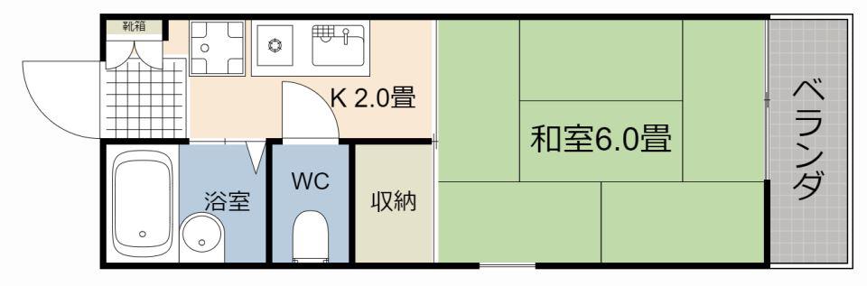プレジールゆみ(1K/2階)の間取り写真