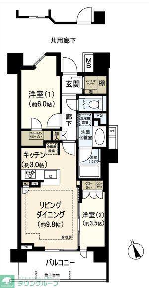 ドレッセ青葉荏田北フロント(2LDK/6階)の間取り写真
