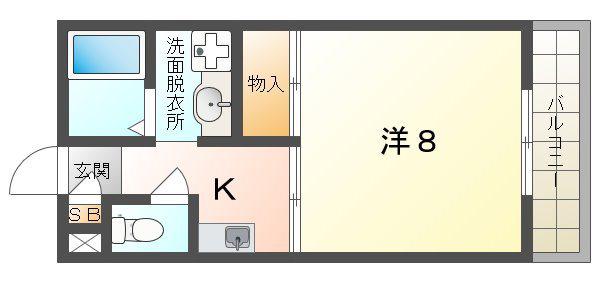 サンモールD棟(1K/2階)の間取り写真