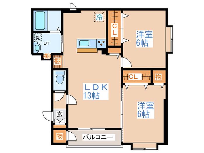 ANDORE 中の島(2LDK/2階)の間取り写真