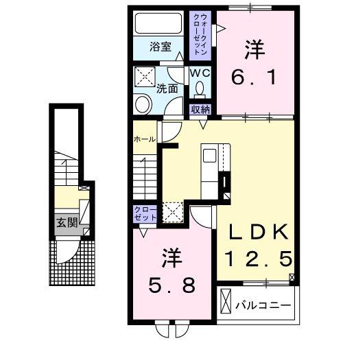 サンスベリア(2LDK/2階)の間取り写真