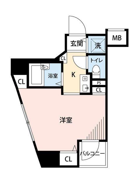 マイナビSTAYミライエ日本橋中州(1K/3階)の間取り写真