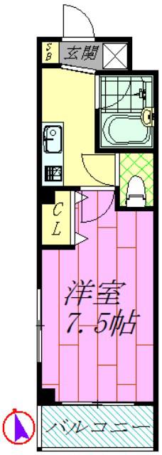 ヴィクトリアン(1K/3階)の間取り写真
