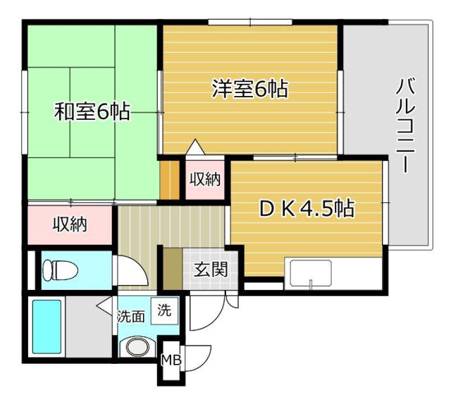 アーバンライフフミ(2DK/2階)の間取り写真