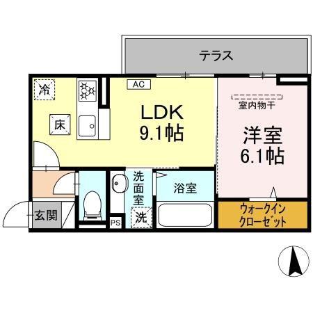 NEXUS D-ROOM笹部II(1LDK/1階)の間取り写真