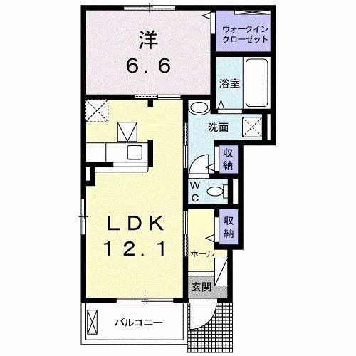 アルドーレA(1LDK/1階)の間取り写真