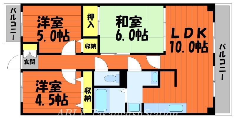 スカール牧野(3LDK/5階)の間取り写真