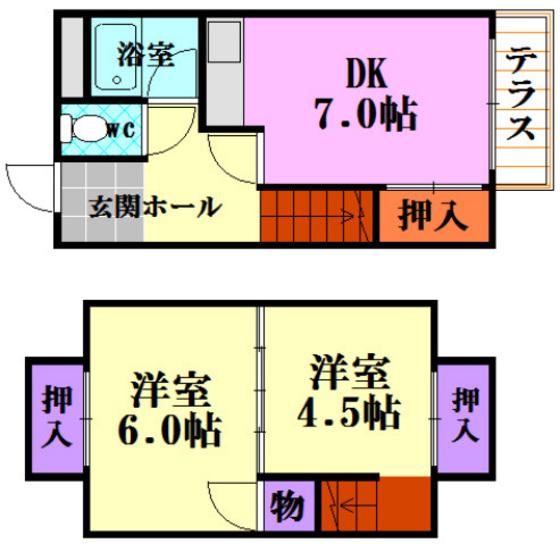 グリーンコート(2DK/1階)の間取り写真