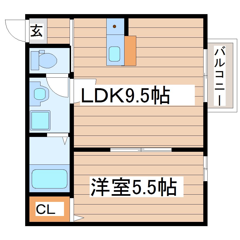 リングフィールド連坊駅前II(1LDK/2階)の間取り写真
