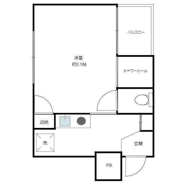 セザール第3川崎(1K/6階)の間取り写真