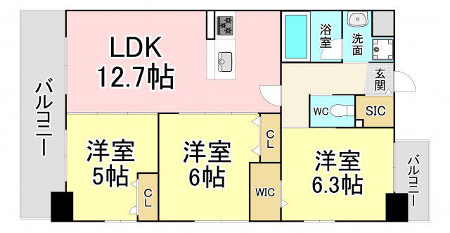 コンダクトレジデンスDAIZEN(3LDK/8階)の間取り写真