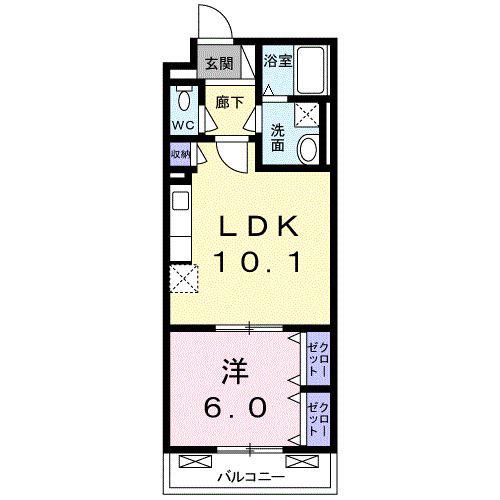 パラッツオ入倉(1LDK/3階)の間取り写真