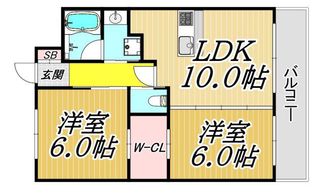 FRASE・BUONA (2LDK/4階)の間取り写真