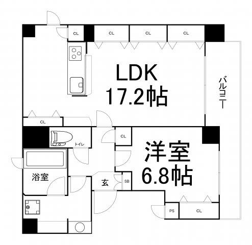 グランテージ国分町(1LDK/6階)の間取り写真