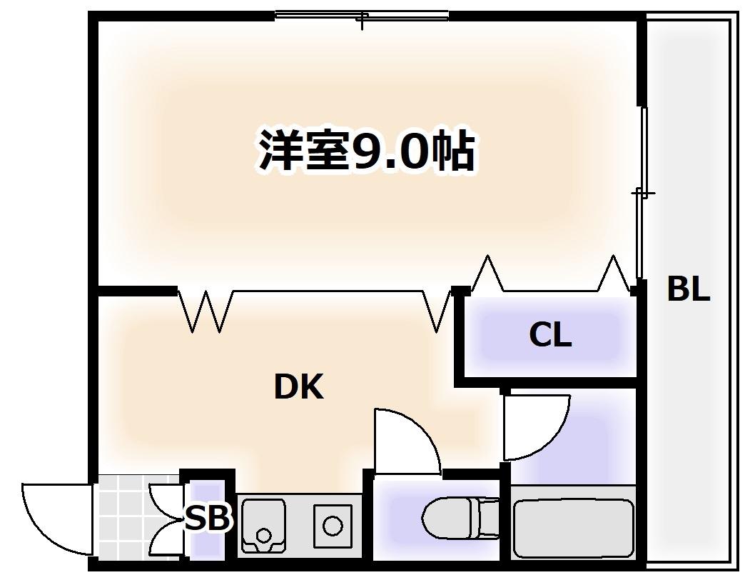 K2丸山通(1DK/3階)の間取り写真