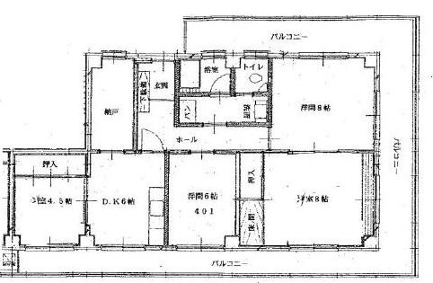 桑畑高徳マンション(4DK/4階)の間取り写真