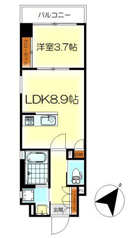 テリア呉本通2011(1LDK/2階)の間取り写真
