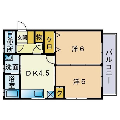 ベルグレイヴィア博多南(2DK/1階)の間取り写真