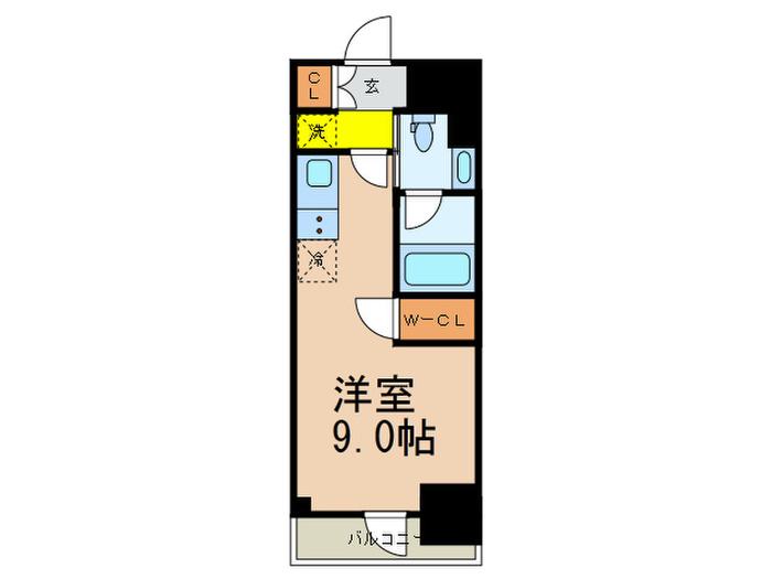 パークアクシス門前仲町イースト(ワンルーム/9階)の間取り写真
