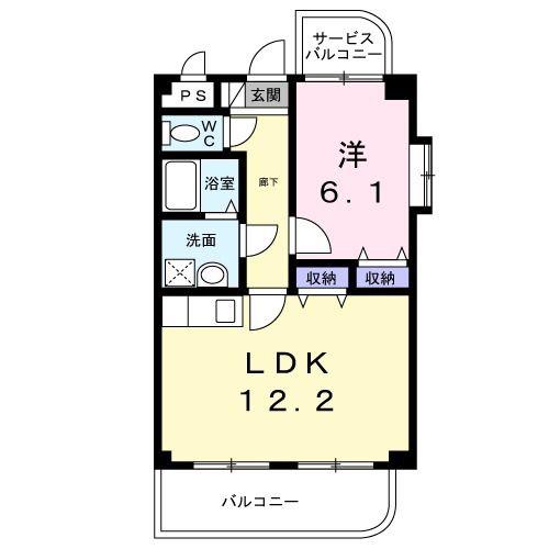 シェリールFH(1LDK/4階)の間取り写真