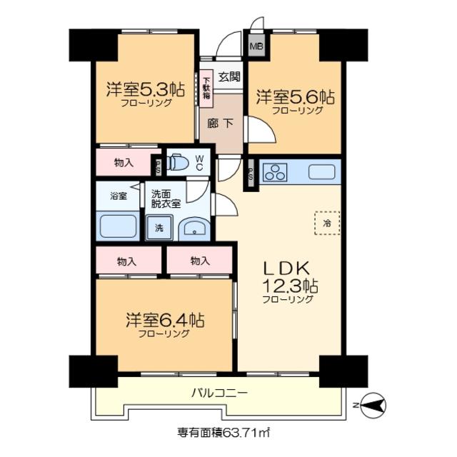 綾瀬プルミエ(3LDK/7階)の間取り写真