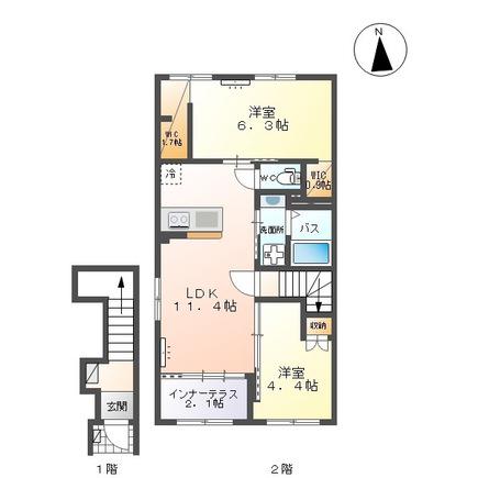 シェトワII(2LDK/2階)の間取り写真