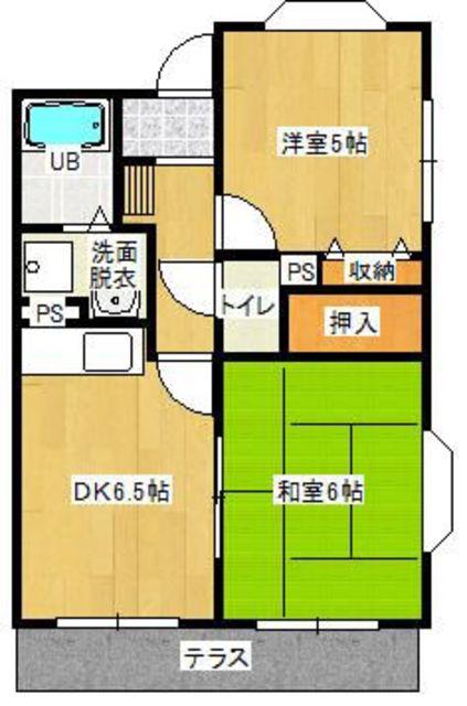 奥田コーポ(2DK/2階)の間取り写真