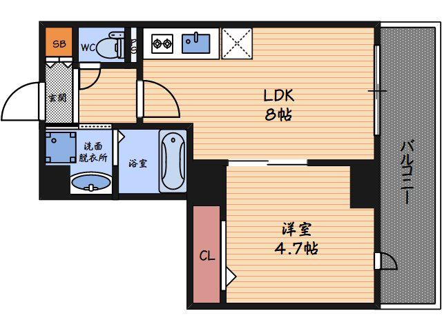 フォルテ福島(1LDK/2階)の間取り写真