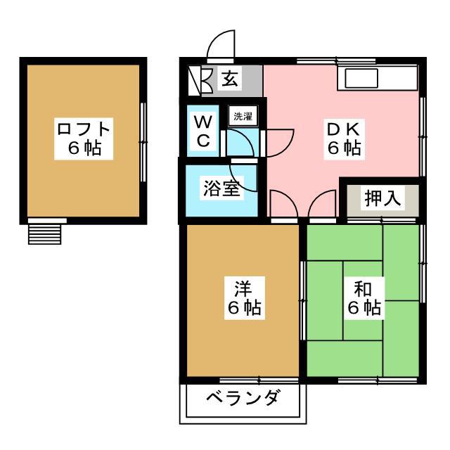 モンテローゼ(2DK/2階)の間取り写真