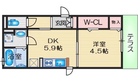 JYOHOKU檸STREET(1DK/1階)の間取り写真