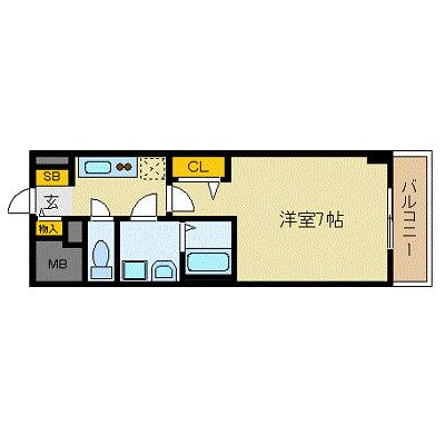 プレサンス丸の内レジデンスII(1K/2階)の間取り写真